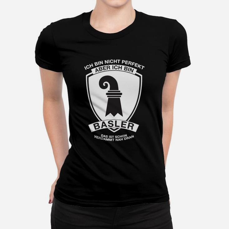 Basler Stolz Schwarzes Frauen Tshirt, Wappen & Spruch Design