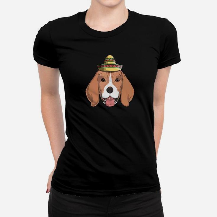 Beagle Dog Sombrero Fiesta Cinco De Mayo Mexican Ladies Tee