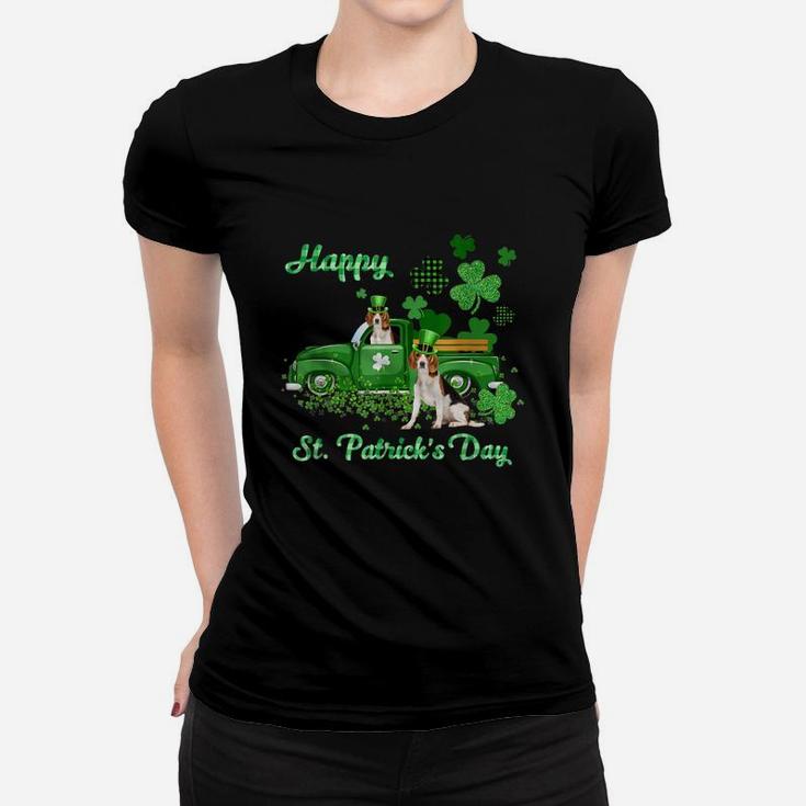 Beagle Riding Green Truck St Patricks Day Dog Lovers Gift Women T-shirt