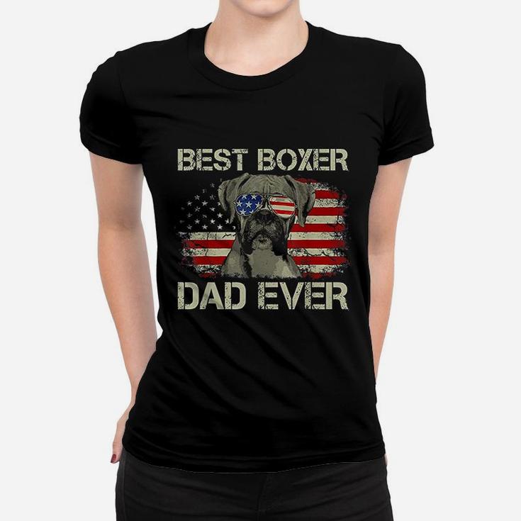 Best Boxer Dad Ever Dog Lover American Flag Gift Ladies Tee