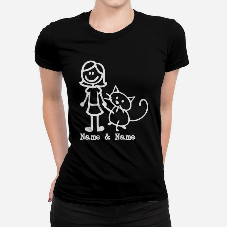 Best Friends For Life Name And Name Girl And Cat Women T-shirt