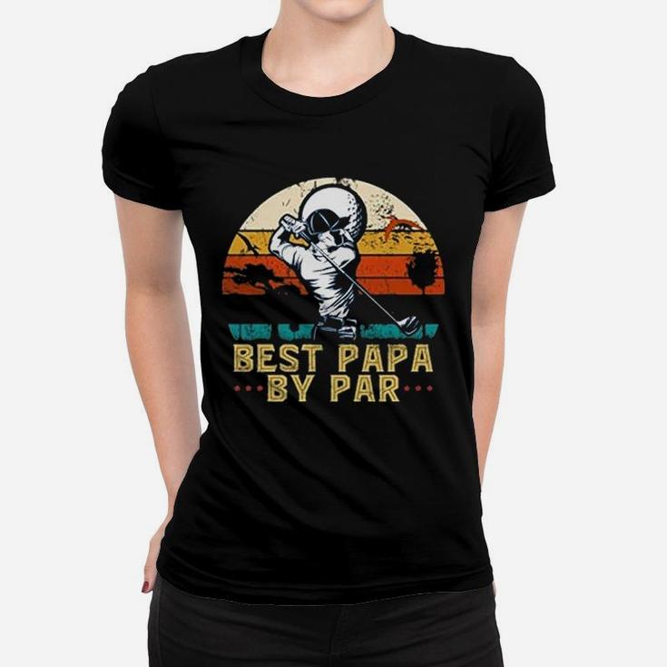 - Best Papa By Par Funny Golf Dad Vintage Sunset Humor Ladies Tee