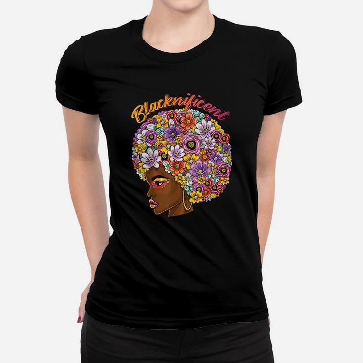 Blacknificent Afro Natural Hair African Black Queen Ladies Tee