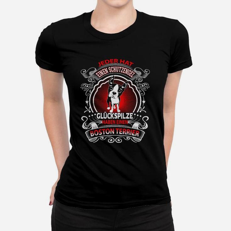 Boston Terrier Frauen Tshirt Schutzengel - Glockspitze Lustiges Hundeliebhaber Tee