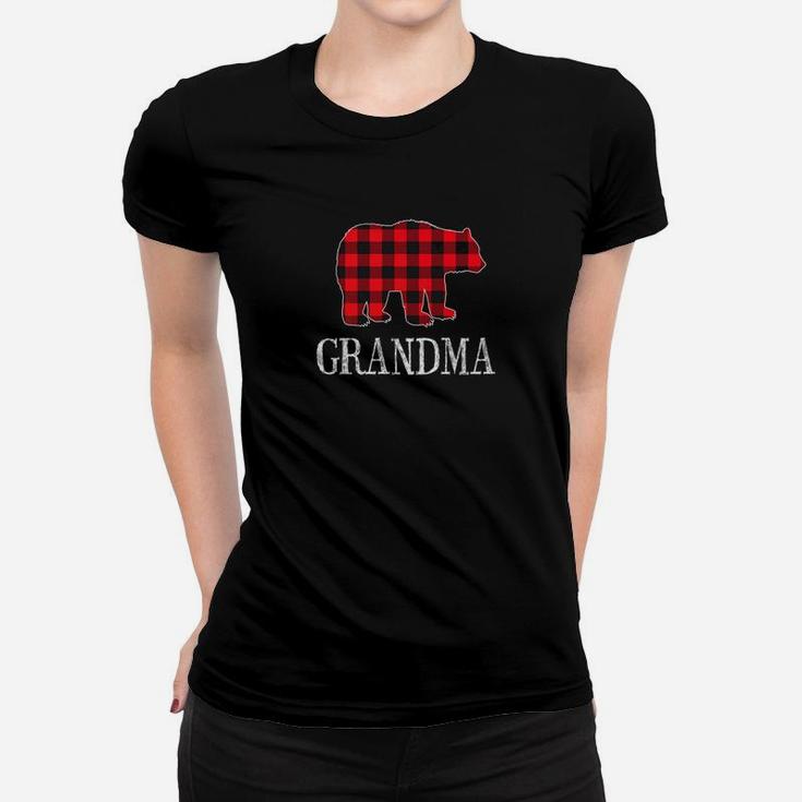 Buffalo Check Grandma Bear Matching Family Outfits Ladies Tee