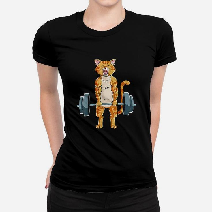 Cat Deadlift Powerlifting Gym Lifting Weights Ladies Tee