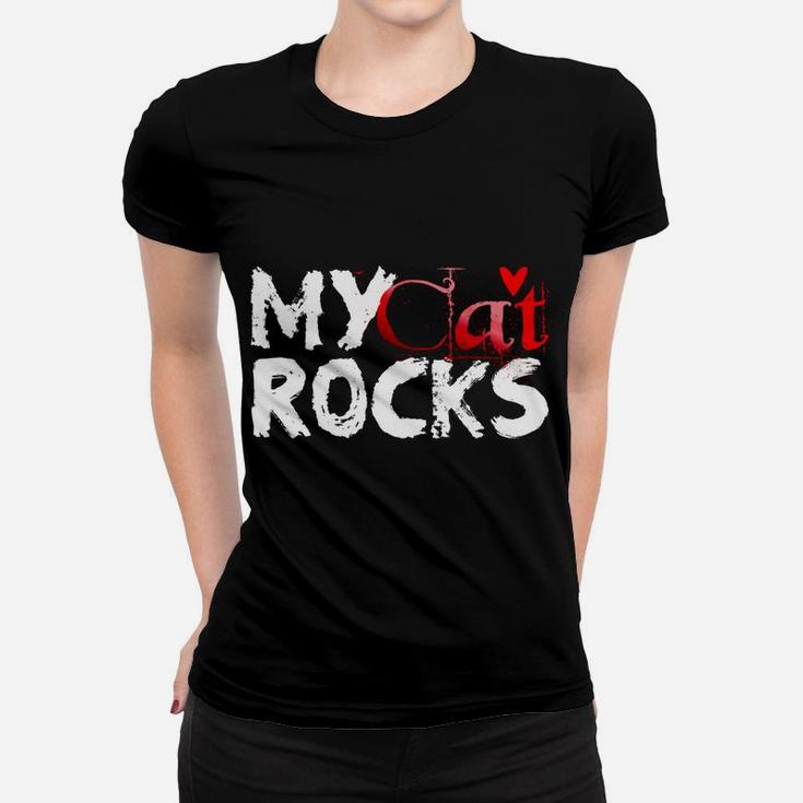 Cat Love Valentine My Cat Rocks Fun Funny Ladies Tee