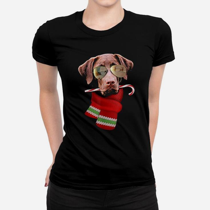Chocolate Labrador Christmas Gift For Dog Lovers Sunglasses Ladies Tee