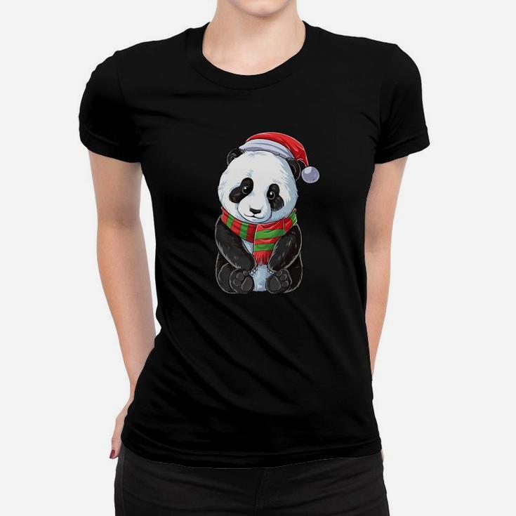 Christmas Panda Santa Hat Pandas Bear Xmas Gifts Ladies Tee