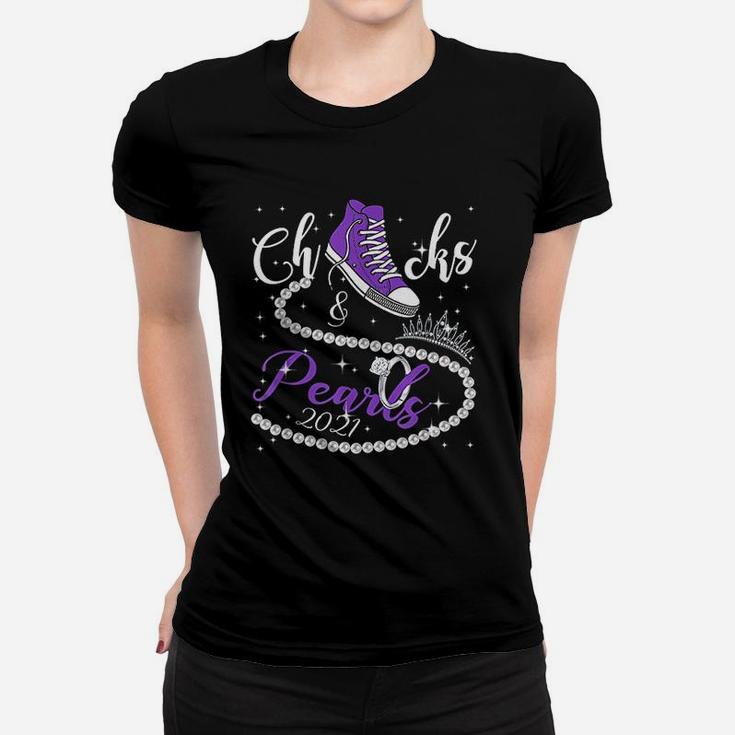 Chucks And Pearls 2021 Hbcu Black Girl Magic Purple Gift Ladies Tee