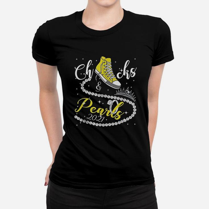Chucks And Pearls 2021 Hbcu Black Girl Magic Yellow Gift Ladies Tee