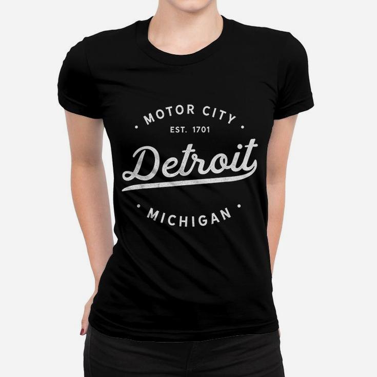 Classic Retro Vintage Detroit Michigan Motor City Ladies Tee