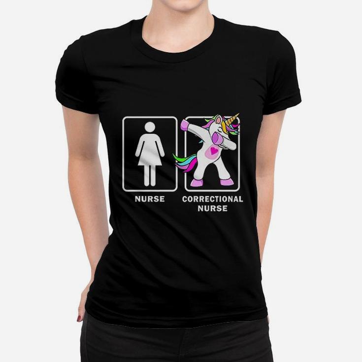 Correctional Nurse Funny Dabbing Unicorn Medical Ladies Tee