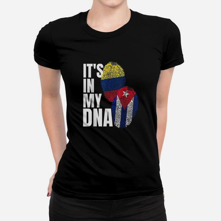 Cuban And Colombian Dna Mix Flag Heritage Gift Ladies Tee