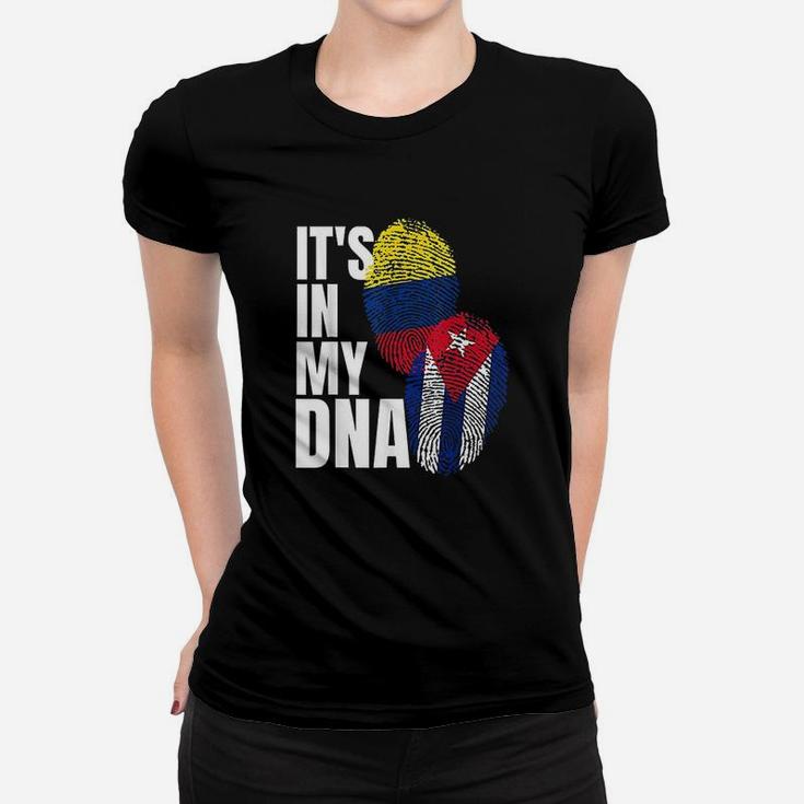 Cuban And Colombian Dna Mix Flag Heritage Gift Ladies Tee