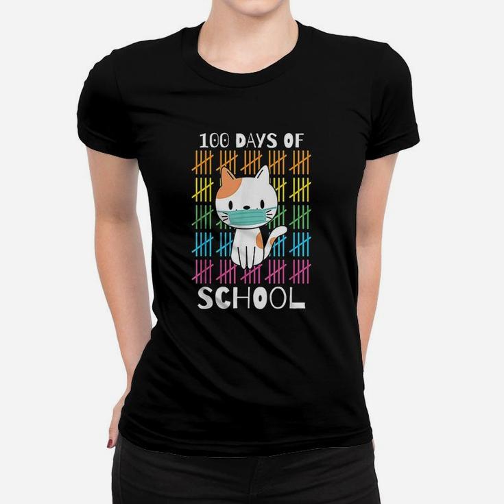 Cute 100 Days Of School Cat Virtual Teacher Ladies Tee