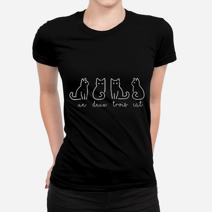 Cute Abstract Un Deux Trois Cat French Kitty Ladies Tee