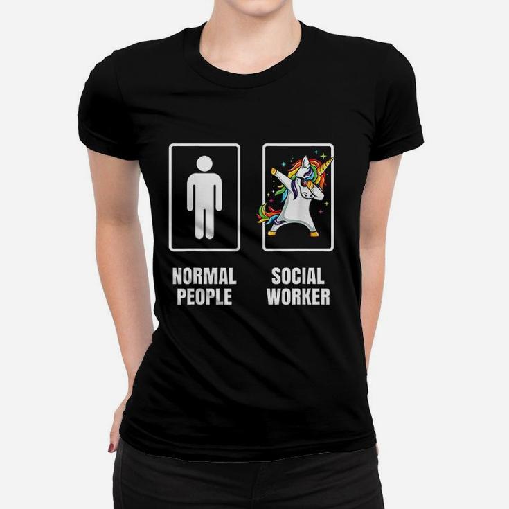 Dabbing Unicorn Social Worker Child Family Supporter Ladies Tee