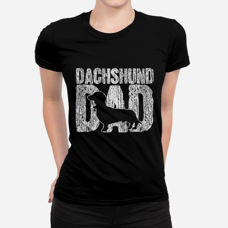Dachshund Dad Father Fathers Day Vintage Ladies Tee