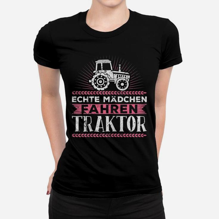Damen Echte Mdchen Fahren Traktor Treck Frauen T-Shirt