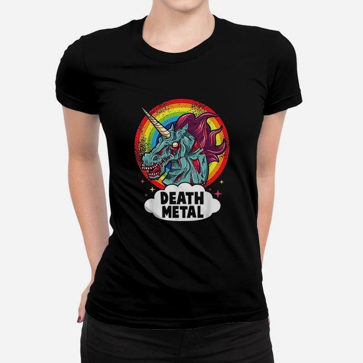 Death Metal Unicorn Rainbow Rocker Emo Zombie Ladies Tee
