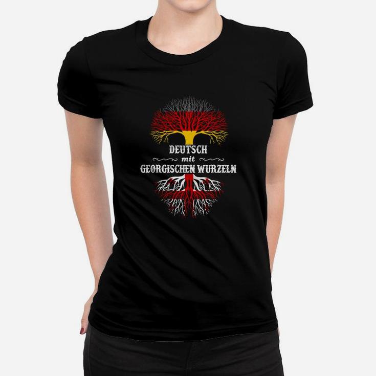 Deutsch-Georgisches Wurzel-Design Hochwertiges Frauen Tshirt – Schwarz