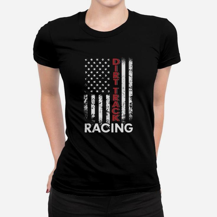 Dirt Track Racing American Flag T-shirt Ladies Tee