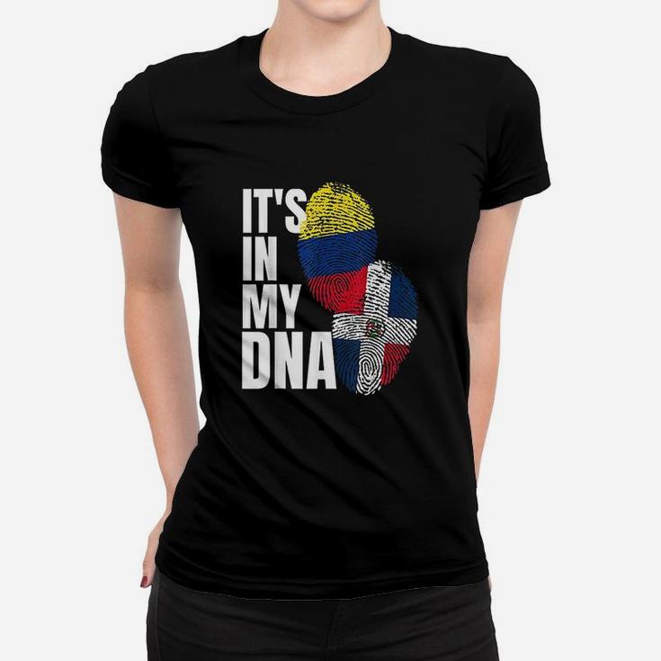 Dominican And Colombian Mix Dna Flag Heritage Gift Women T-shirt