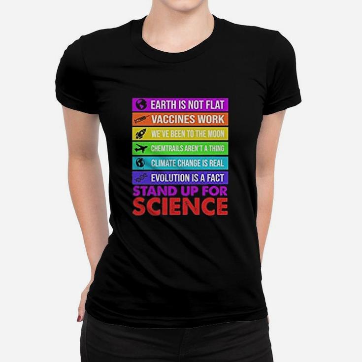 Earth Is Not Flat Stand Up For Science Earth Day Ladies Tee