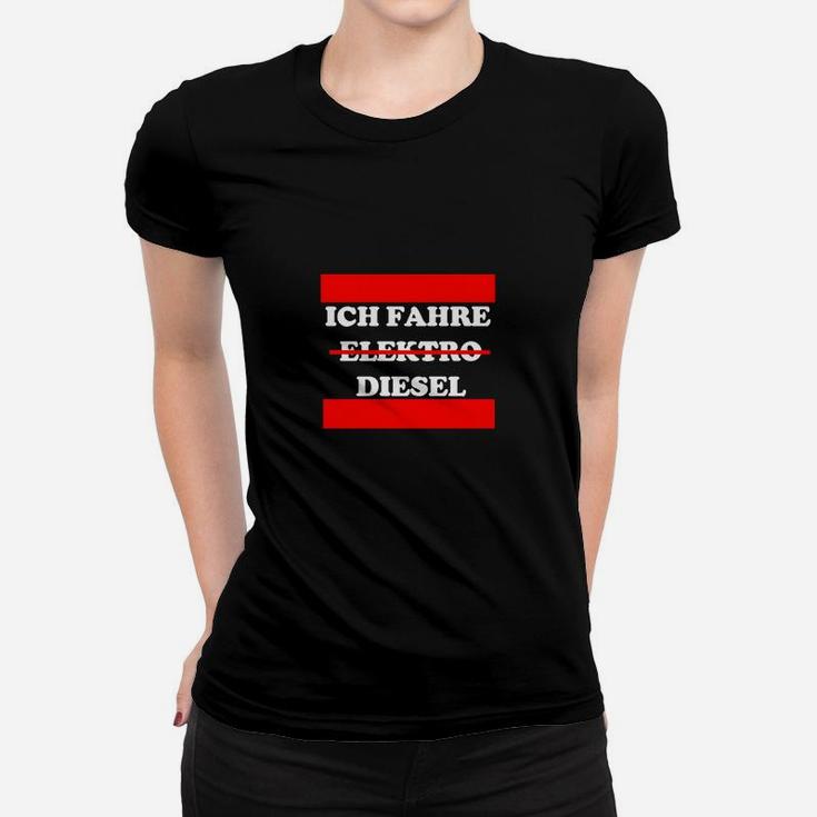 Elektro vs. Diesel Herren Frauen Tshirt, Lustiges Spruch-Frauen Tshirt in Schwarz