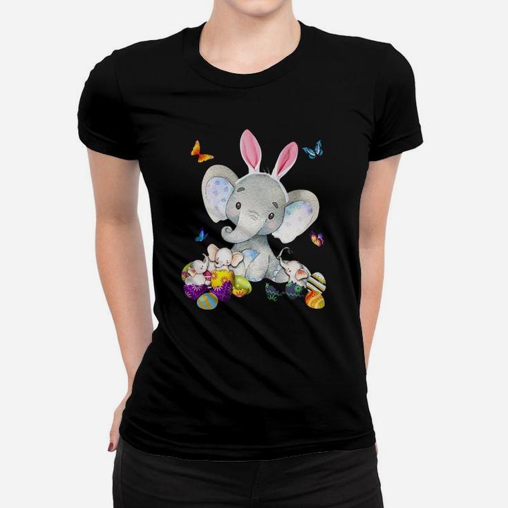 Elephant Easter And Colorful Butterfly Classic Ladies Tee