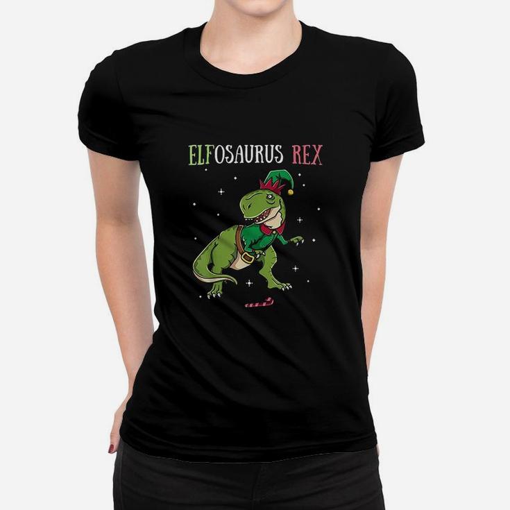 Elf Dinosaur Elves Christmas Ladies Tee