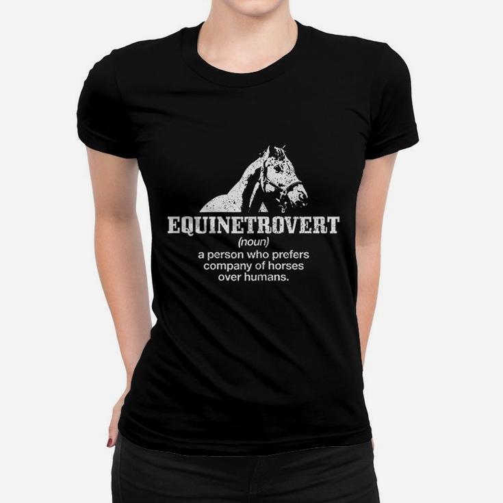 Equinetrovert Definition Funny Horse Riding Horse Girl Gift Ladies Tee