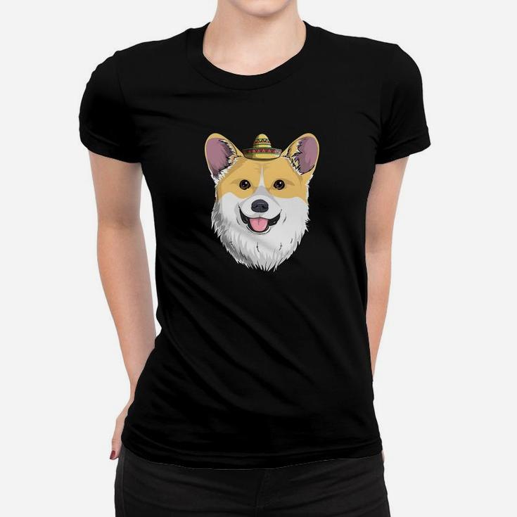 Fiesta Corgi Dog Sombrero Cinco De Mayo Mexican Ladies Tee