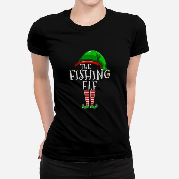 Fishing Elf Family Matching Group Christmas Gift Dad Pops Ladies Tee