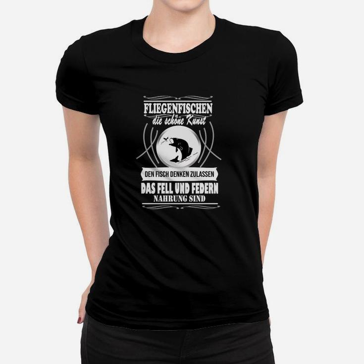 Fliegenfischen Liebhaber Frauen Tshirt, Angler mit Spruch Die Edle Kunst