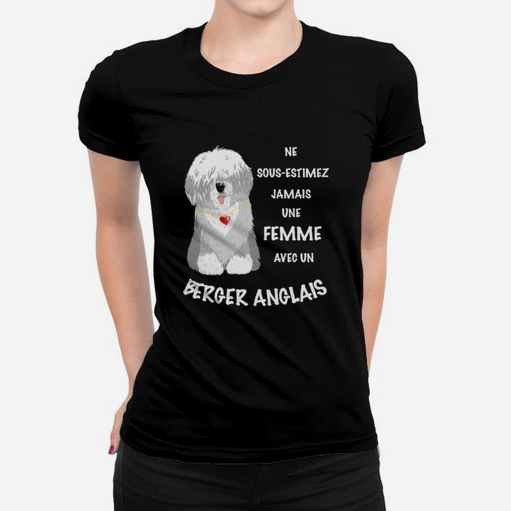 Französisches Motiv Frauen Tshirt, Old English Sheepdog mit Spruch