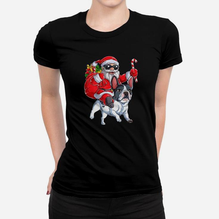 French Bulldog Christmas Shirt Santa Claus Woofmas Dog Boys Ladies Tee