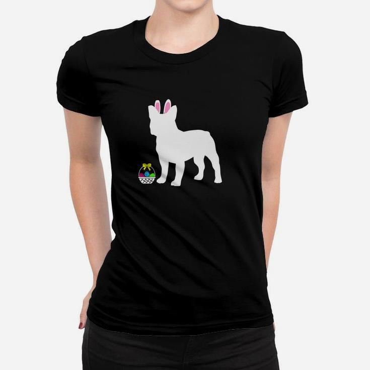 French Bulldog Easter Bunny Dog Silhouette Ladies Tee