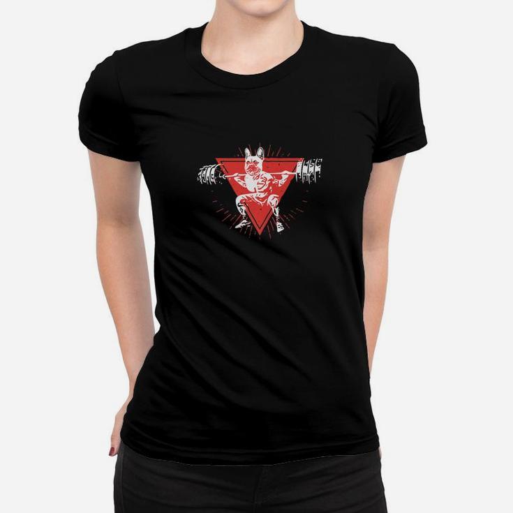 French Bulldog Working Out Lifting Weights Graphic Ladies Tee