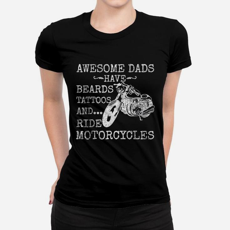Funny Beard Awesome Dad Beard Tattoos And Motorcycles Ladies Tee