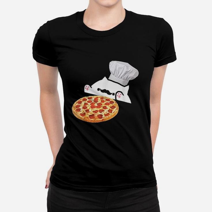 Funny Bongo Cat Pizza Chef Dank Memes Ladies Tee