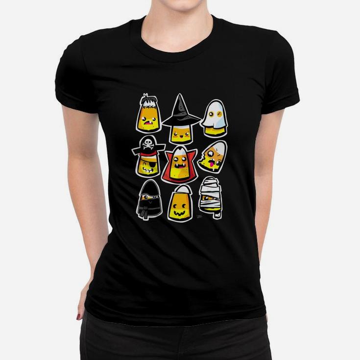 Funny Halloween Holiday Cute Candy Corn Kawaii Ladies Tee