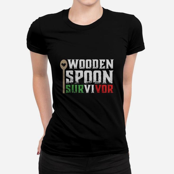 Funny Italian Shirts - Wooden Spoon Survivor Teeshirt Ladies Tee