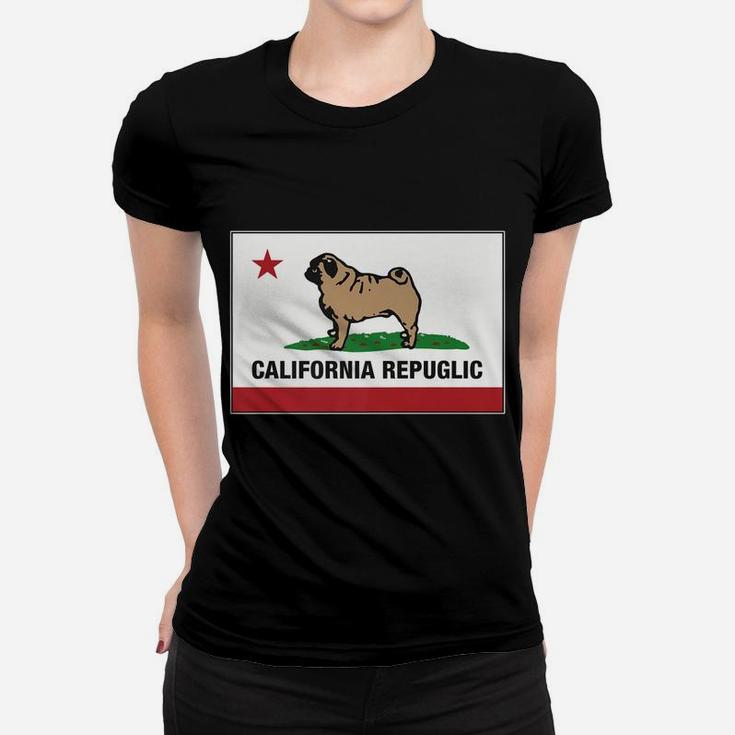 Funny Pug California Repuglic California Cali Ladies Tee