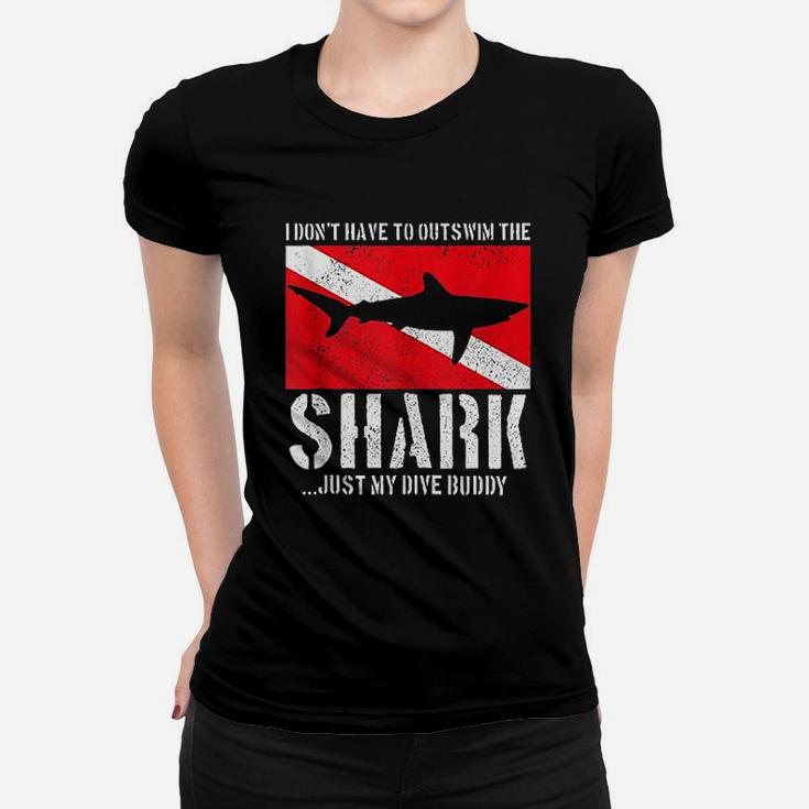 Funny Scuba Diving Shark Flag Scuba Diver Gift Ladies Tee