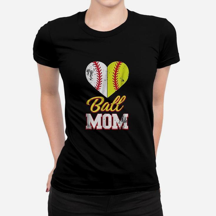 Funny Softball Ball Mom Softball Baseball Ladies Tee