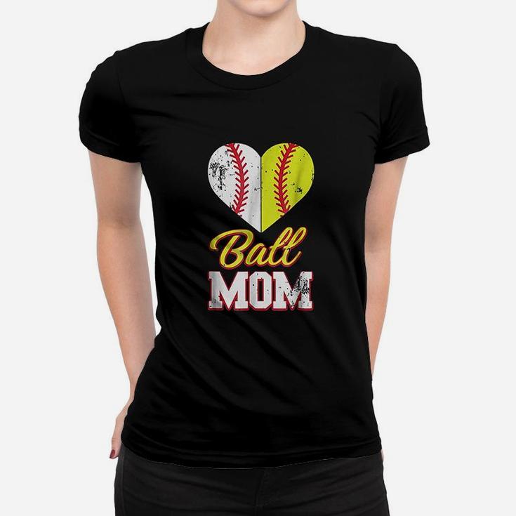 Funny Softball Mom Ball Mom Softball Baseball Ladies Tee