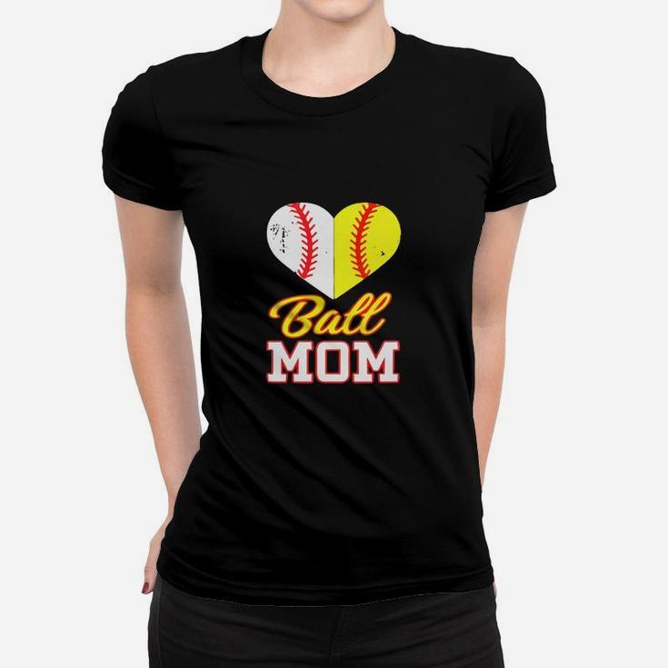 Funny Softball Mom T-shirt Ball Mom Softball Baseball  Ladies Tee