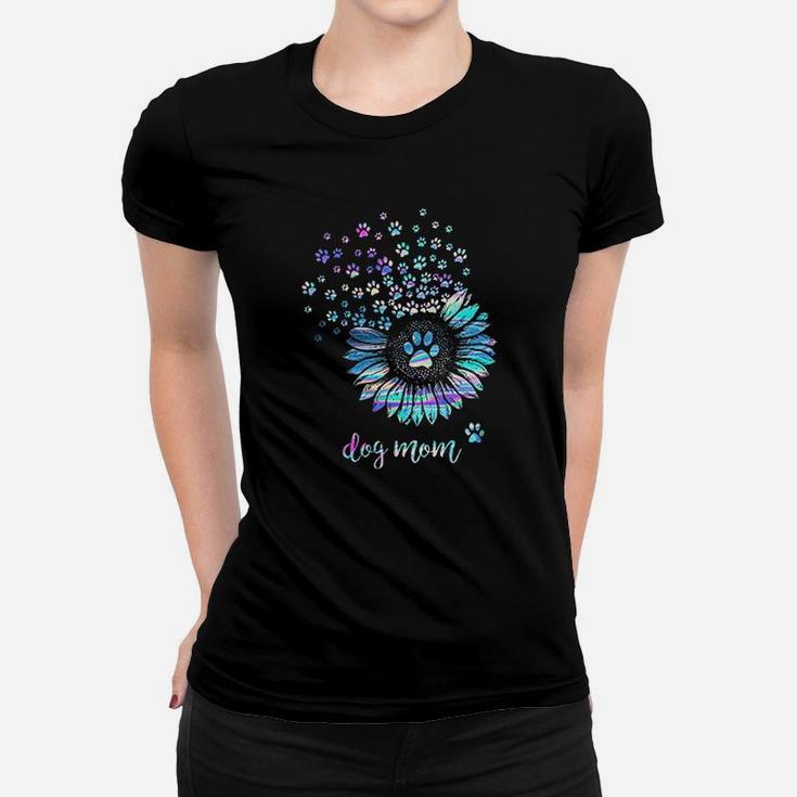 Funny Sunflower And Paw Dog Mom Dog Lovers Ladies Tee